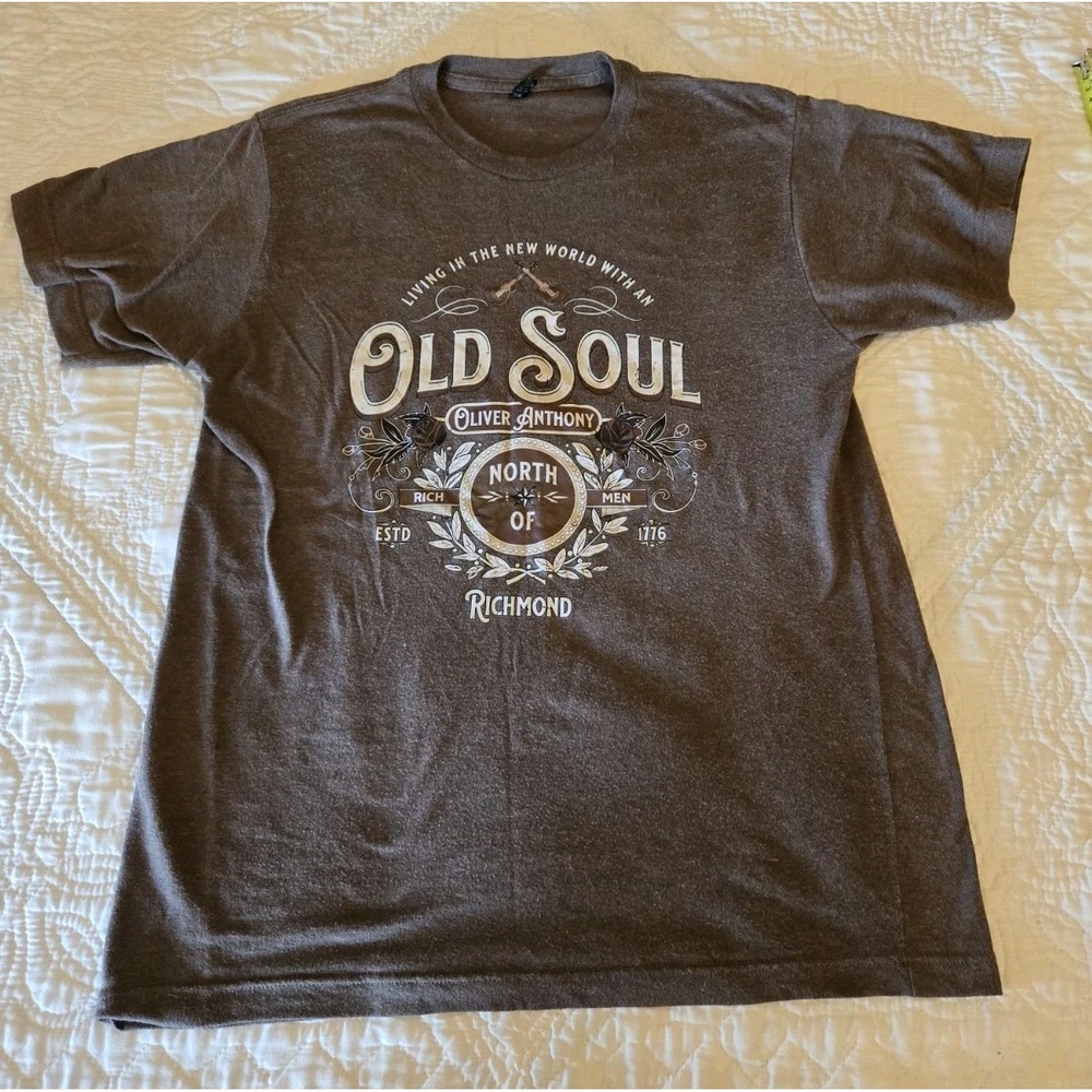 Oliver Anthony Rich Men North of Richmond Old Soul New World Brown T-Shirt Sz M